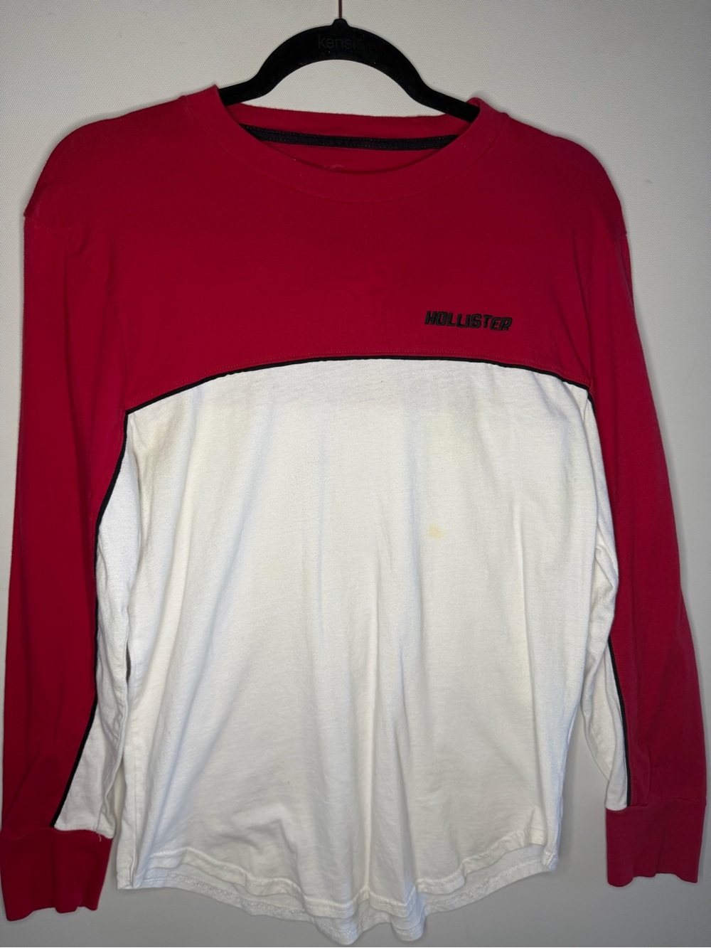 Hollister Kids Red and White Long-Sleeve Colorblock Tee